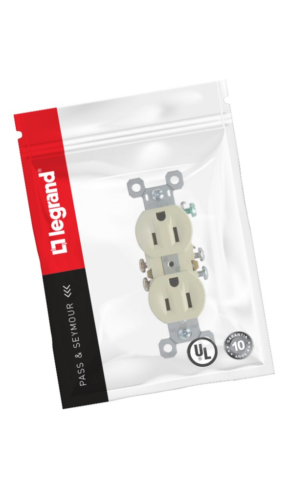 Tomacorriente doble tamper resistant 15A marfil pass&seymour
